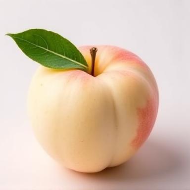 葉っぱ付きの完熟した白い桃